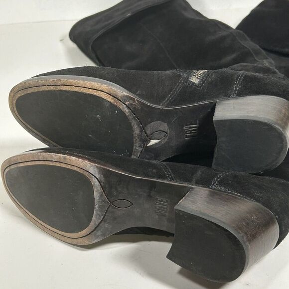 Frye Clara Over The Knee Suede Boots Size 6.5 Black Leather - Picture 5 of 9